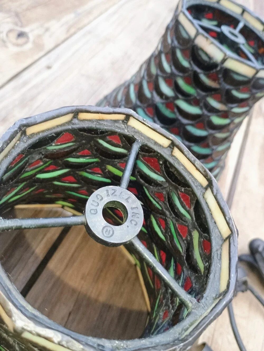 Vintage Tiffany Style Quoizel Stained Glass Lampshades
